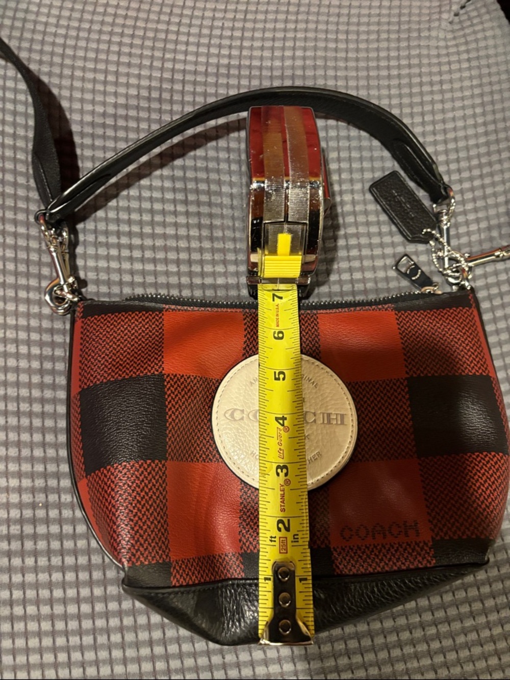 Coach Red & Black Buffalo Check Crossbody with Leather Trim and matching wallet - Picture 8 of 8